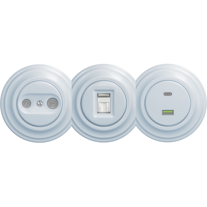 Kliklap - Presa USB vintage A+C senza cornice blu