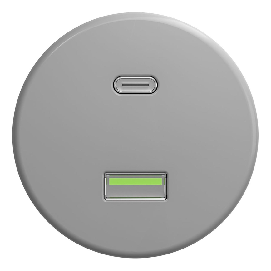 Kliklap - Presa USB vintage A+C senza cornice grigio