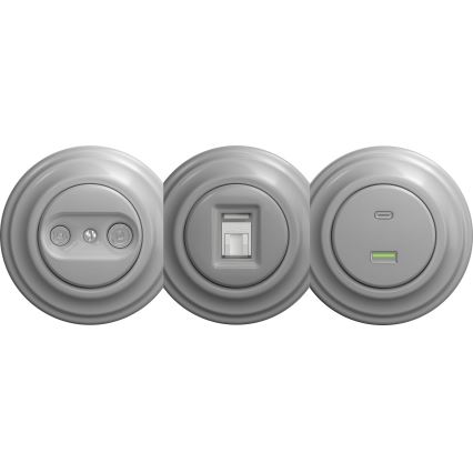 Kliklap - Presa USB vintage A+C senza cornice grigio