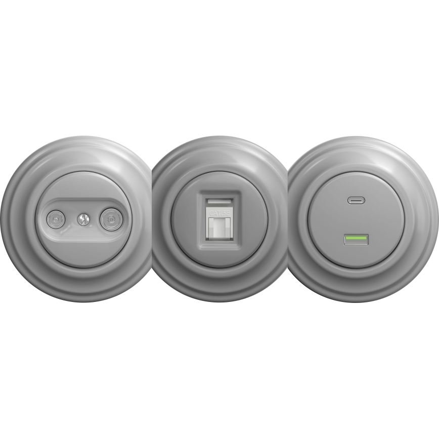 Kliklap - Presa USB vintage A+C senza cornice grigio