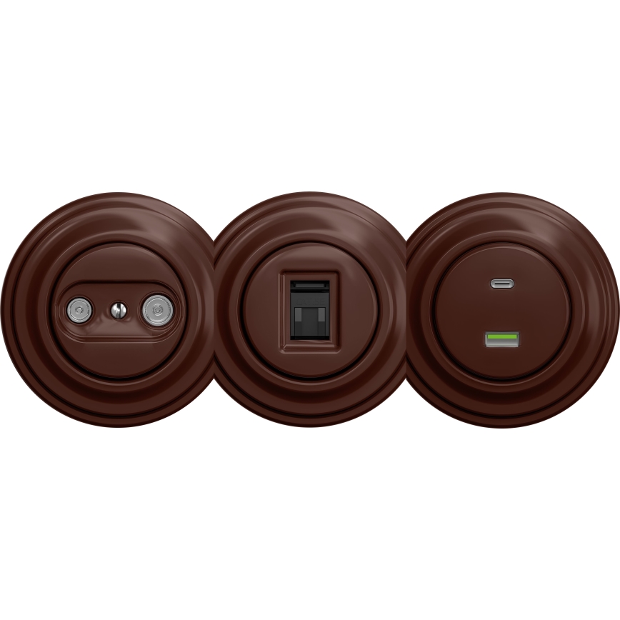 Kliklap - Presa USB vintage A+C senza cornice marrone