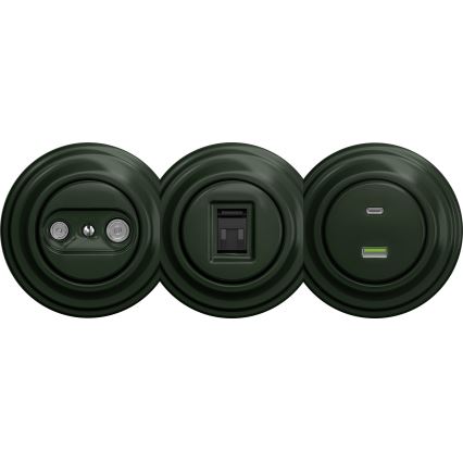 Kliklap - Presa USB vintage A+C senza cornice verde