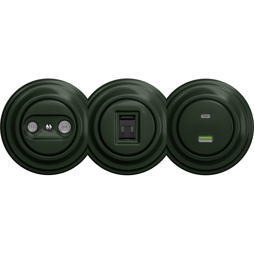 Kliklap - Presa USB vintage A+C senza cornice verde