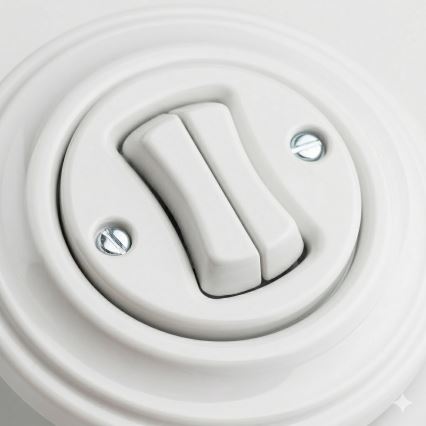 Kliklap - Pulsante doppio in stile retrò con cornice, bianco neve