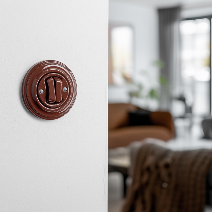 Kliklap - Pulsante doppio retrò con cornice marrone