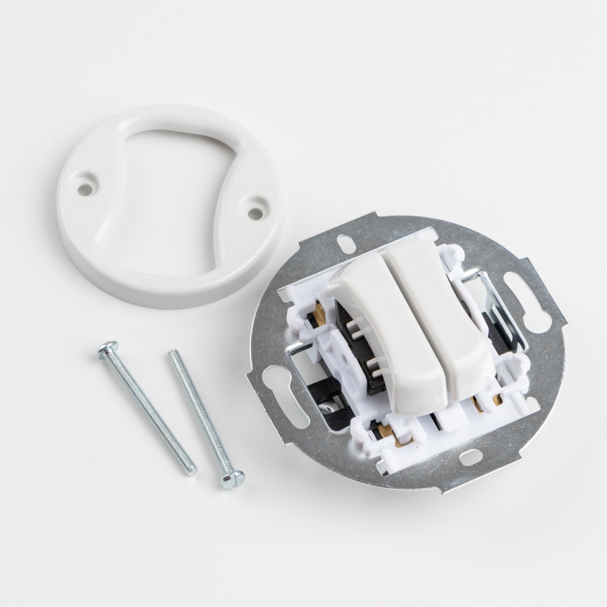 Kliklap - Pulsante doppio retrò senza cornice in ceramica bianca