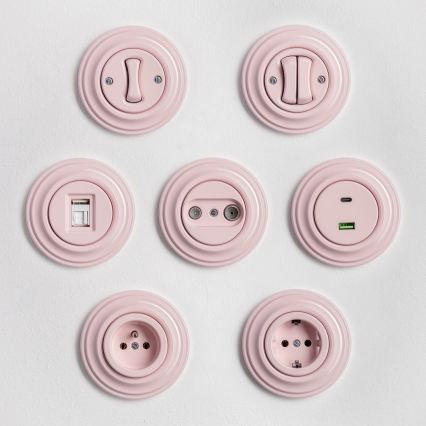 Kliklap - Pulsante retrò con cornice, rosa antico