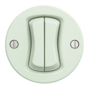 Kliklap - Retrò doppio interruttore a due vie per scale senza cornice n. 6+6 verde menta
