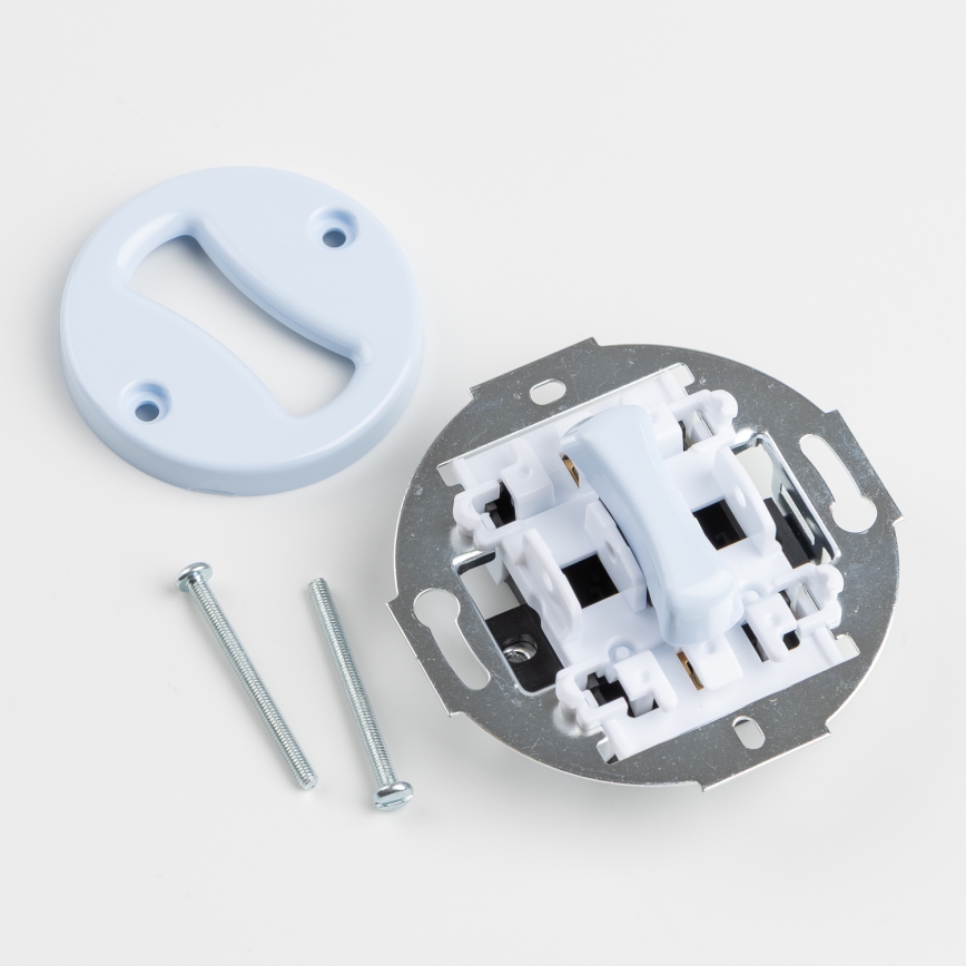 Kliklap - Retrò interruttore unipolare n. 1 e presa 230V con cornice blu