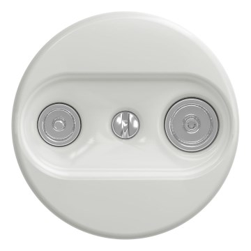 Kliklap - Retro presa coassiale TV+Radio (passante) senza cornice in ceramica bianca