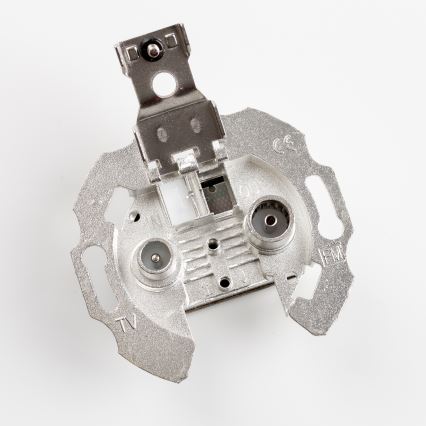 Kliklap - Retro presa terminale TV+R con cornice, bianco neve