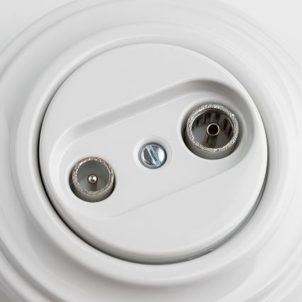 Kliklap - Retro presa terminale TV+R con cornice, bianco neve