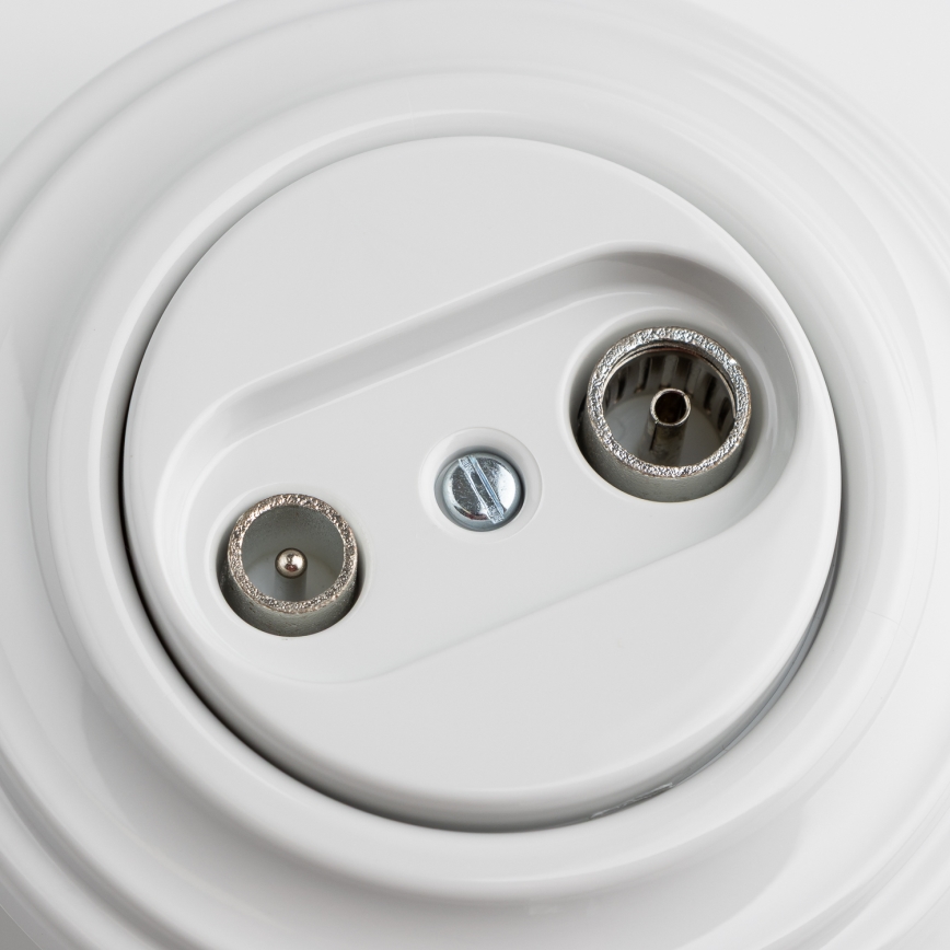 Kliklap - Retro presa terminale TV+R con cornice, bianco neve