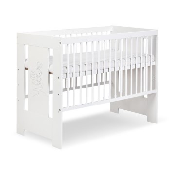 KLUPŚ - Lettino per bambini SAFARI 120x60 cm, coniglietto, pino/bianco