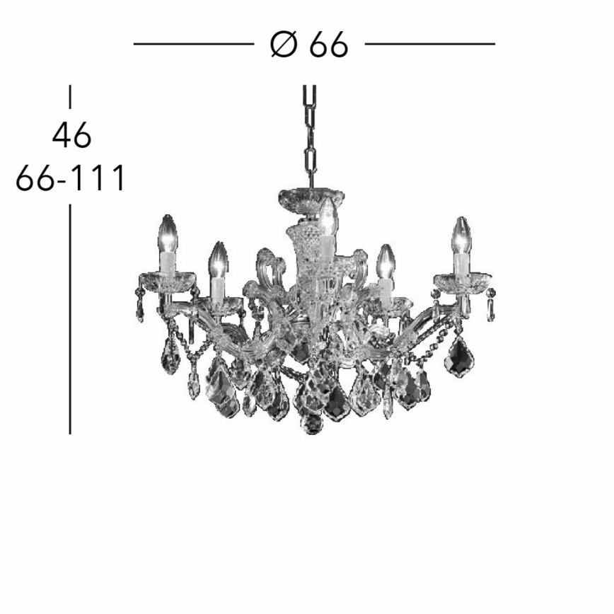 Kolarz 3149.85.3.KoT - Lampadario di cristallo a sospensione con catena MARIA LOUISE 5xE14/40W/230V 24K oro