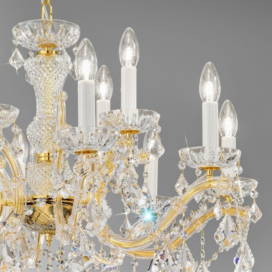 Kolarz 3149.88+4.3.KoT - Lampadario di cristallo a sospensione con catena MARIA LOUISE 12xE14/40W/230V 24K oro
