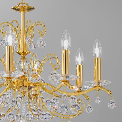 Kolarz 3234.88.3.KoT - Lampadario in cristallo a catena CARMEN 8xE14/60W/230V oro 24K