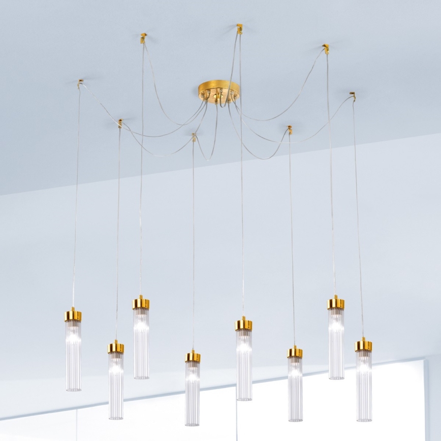 Kolarz 6009.30830 - Lampadario a sospensione con filo RAGGIO 8xE14/25W/230V ragno 24K oro