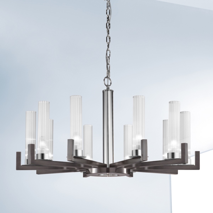 Kolarz 6009.81060 - Lampadario a catena RAGGIO 10xE14/25W/230V cromo opaco