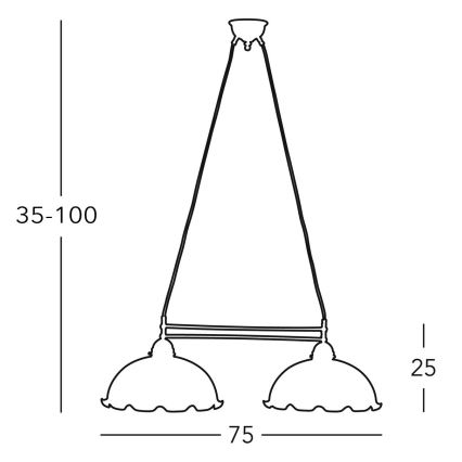 Kolarz 731.82.25 - Lampadario su filo NONNA 2xE27/75W/230V blu