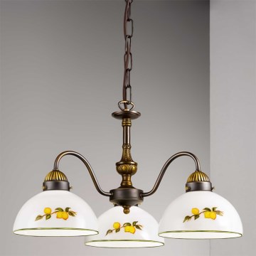 Kolarz 731.83.126 - Lampadario a sospensione con catena NONNA 3xE27/75W/230V limoni