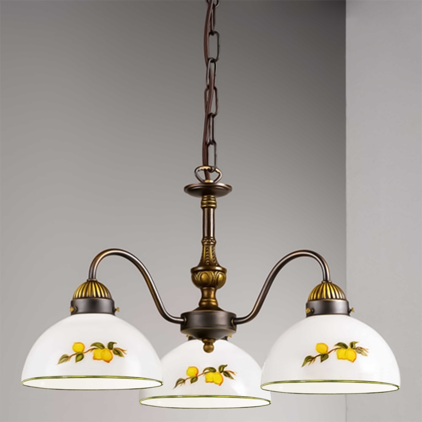 Kolarz 731.83.126 - Lampadario a sospensione con catena NONNA 3xE27/75W/230V limoni
