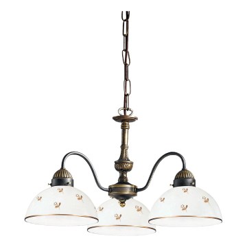 Kolarz 731.83.170 - Lampadario a catena NONNA 3xE27/75W/230V con motivo floreale, finitura oro rosa