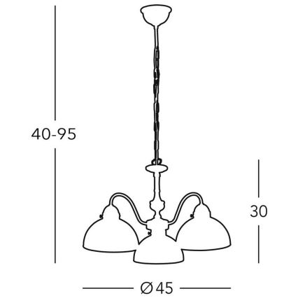 Kolarz 731.83.21 - Lampadario a sospensione con catena NONNA 3xE27/75W/230V