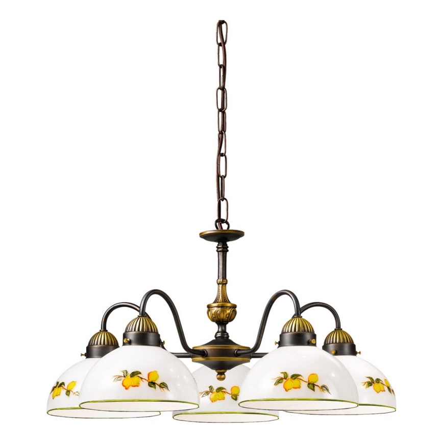 Kolarz 731.85.126 - Lampadario a sospensione con catena NONNA 5xE27/75W/230V limoni