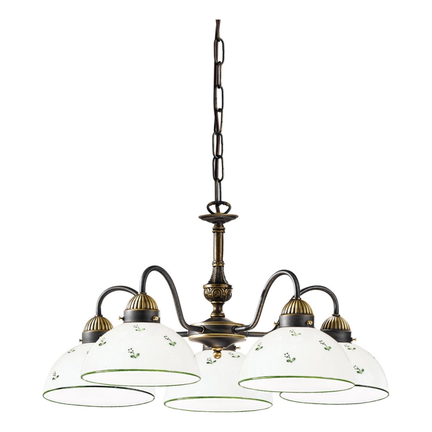 Kolarz 731.85.20 - Lampadario a sospensione con catena NONNA 5xE27/75W/230V verde