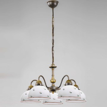 Kolarz 731.85.69 - Lampadario a sospensione con catena NONNA 5xE27/75W/230V rosso