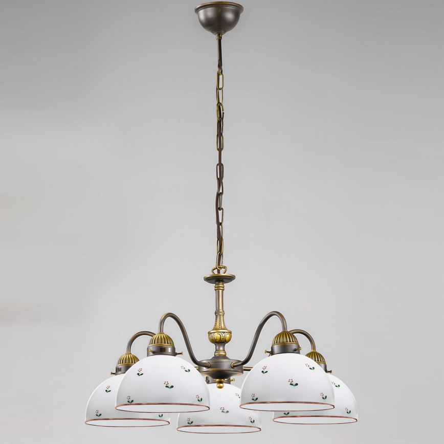 Kolarz 731.85.69 - Lampadario a sospensione con catena NONNA 5xE27/75W/230V rosso