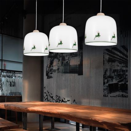 Kolarz A1352.31.G.100 - Lampadario con filo NONNA 1xE27/60W/230V cervo quercia/bianco/verde