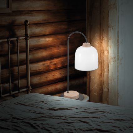 Kolarz A1352.71.Gr - Lampada da tavolo NONNA 1xE27/60W/230V quercia/bianco/grigio