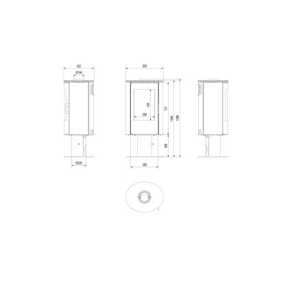 Kratki - Stufa a legna in acciaio per camino 8kW 150mm
