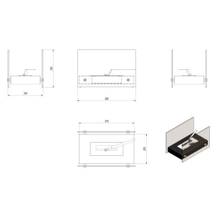 Kratki - Caminetto BIO 25,2x39cm 1kW bianco