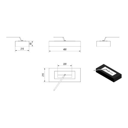 Kratki - Caminetto BIO 8,5x49 cm 2,5kW nero