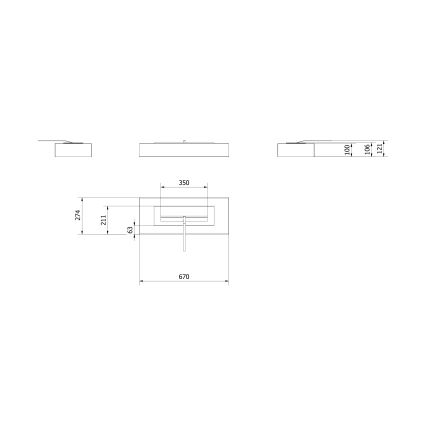 Kratki - Caminetto BIO 10x67 cm 3kW nero