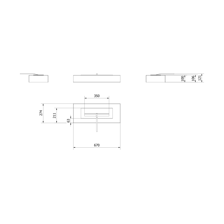 Kratki - Caminetto BIO 10x67 cm 3kW nero