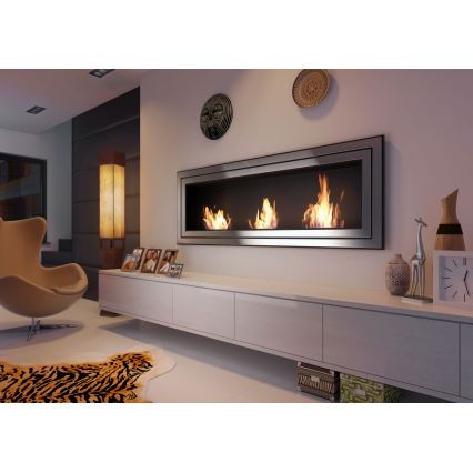 Kratki - Integrato Caminetto BIO 65x180 cm 3x2,5kW cromo lucido
