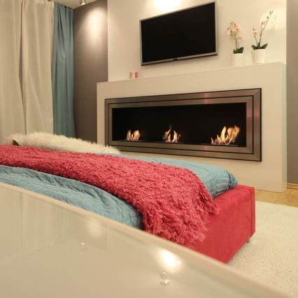 Kratki - Integrato Caminetto BIO 65x180 cm 3x2,5kW cromo lucido