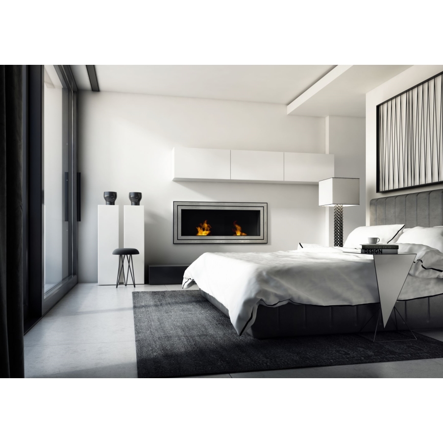 Kratki - Integrato Caminetto BIO 65x180 cm 3x2,5kW cromo lucido