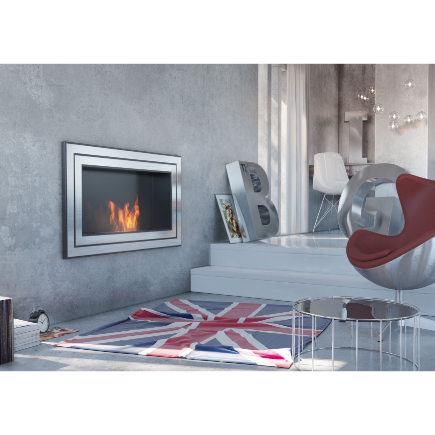 Kratki - Integrato Caminetto BIO 65x180 cm 3x2,5kW cromo lucido