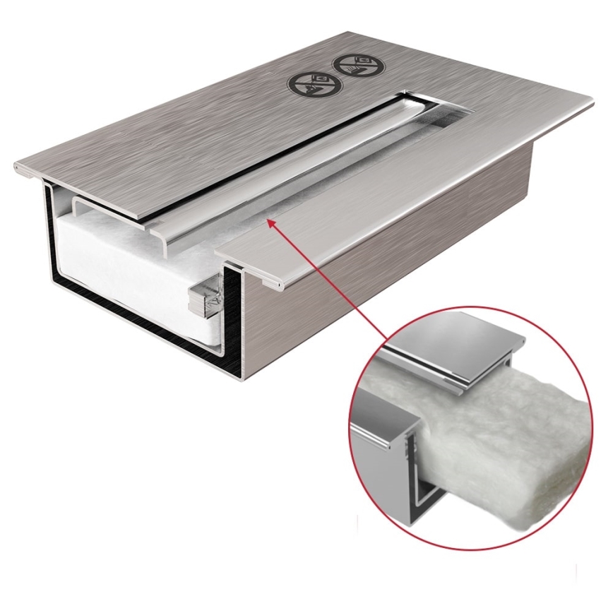 Kratki - Integrato Caminetto BIO 65x180 cm 3x2,5kW cromo lucido