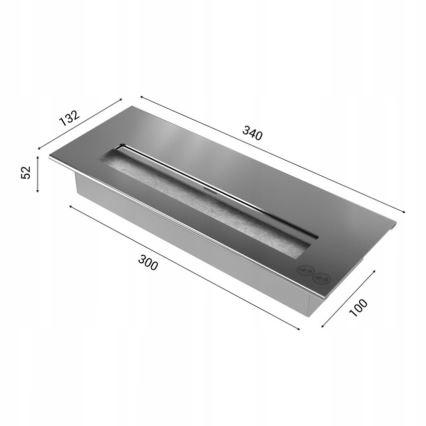 Kratki - Integrato Caminetto BIO 65x180 cm 3x2,5kW cromo