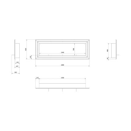Kratki - Integrato Caminetto BIO 65x180 cm 3x2,5kW cromo lucido
