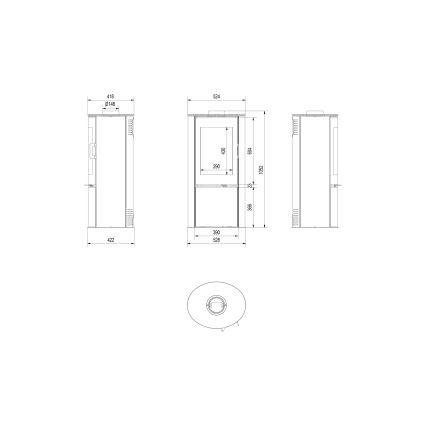 Kratki - Caminetto in acciaio 8kW 150mm