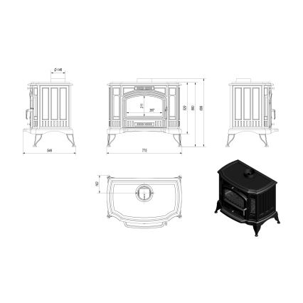 Kratki - Caminetto in ghisa 10kW 150mm