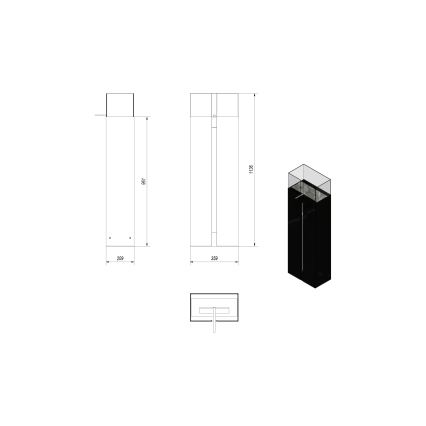 Kratki - Caminetto BIO 113,6x35,9 cm 2kW nero