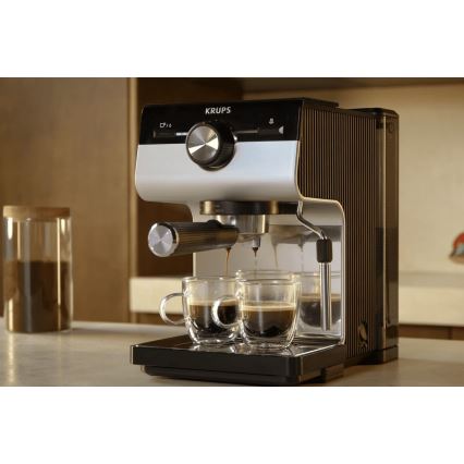 Krups - Macchina da caffè a leva per two tazze AUTHENTIC 1450W/230V grigio